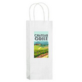 White Kraft Paper 1-Bottle Wine Bag w/Full Color (5.5"x3.25"x12.5") - Color Evolution